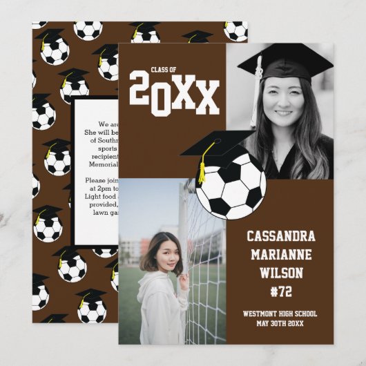 Afstudeerders Sport Voetbal Bruin Aankondiging (Voorkant / Achterkant)