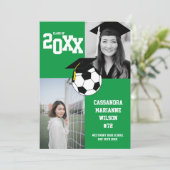 Afstudeerders Voetbal Sportief Groen Wit Aankondig Kaart (Staand voorkant)
