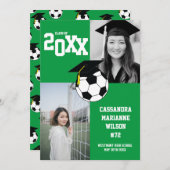 Afstudeerders Voetbal Sportief Groen Wit Aankondig Kaart (Voorkant / Achterkant)