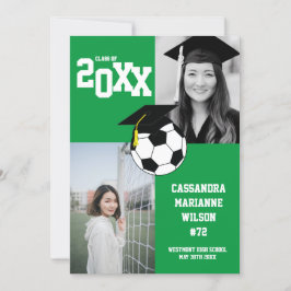 Afstudeerders Voetbal Sportief Groen Wit Aankondig Kaart