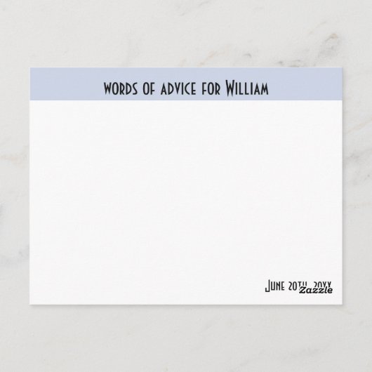 Afstudeerders Wisdom Woorden van advies en wenst A Briefkaart (Achterkant)