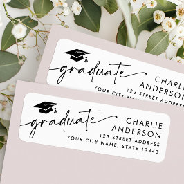 Afstudeerdiploma hoedje wit retouradres etiket