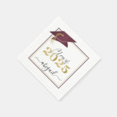 Afstudeerdop 2025 Metallic Gold Maroon Script Servet (Hoek)