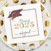 Afstudeerdop 2025 Metallic Gold Maroon Script Servet