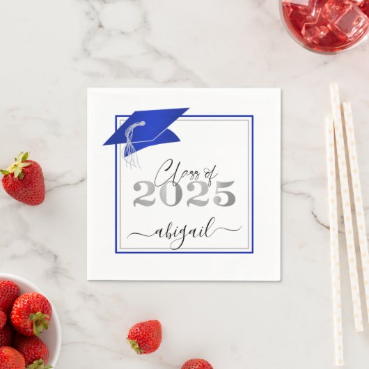 Afstudeerdop 2025 Metallic Royal Blue Script Servet (Insitu)