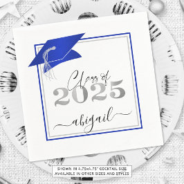 Afstudeerdop 2025 Metallic Royal Blue Script Servet