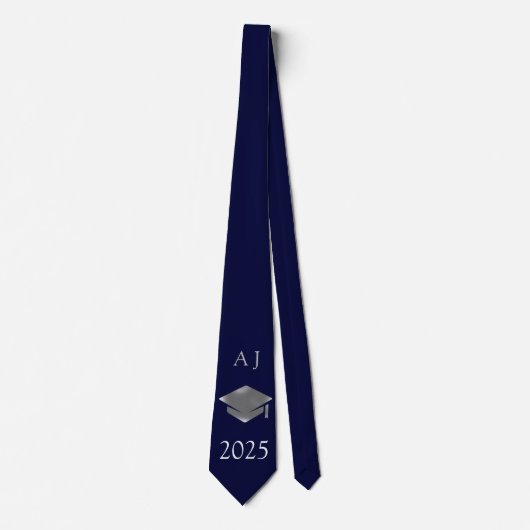 Afstudeerdop 2025 -monogrammed - Dark Navy Stropdas (Voorkant)