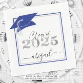 Afstudeerdop 2025 Royal Blue Silver Script Servet