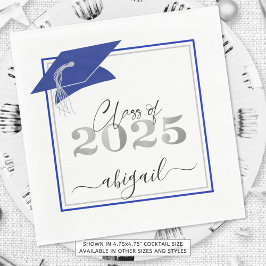 Afstudeerdop 2025 Royal Blue Silver Script Servet