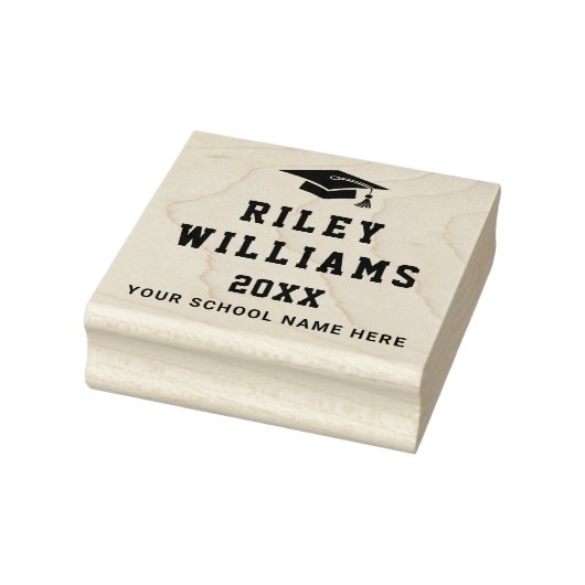 Afstudeerdop afstuderen naam schooljaar rubberstempel (Stempel)