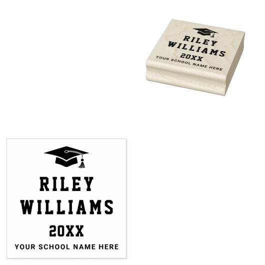 Afstudeerdop afstuderen naam schooljaar rubberstempel (Gestempeld)