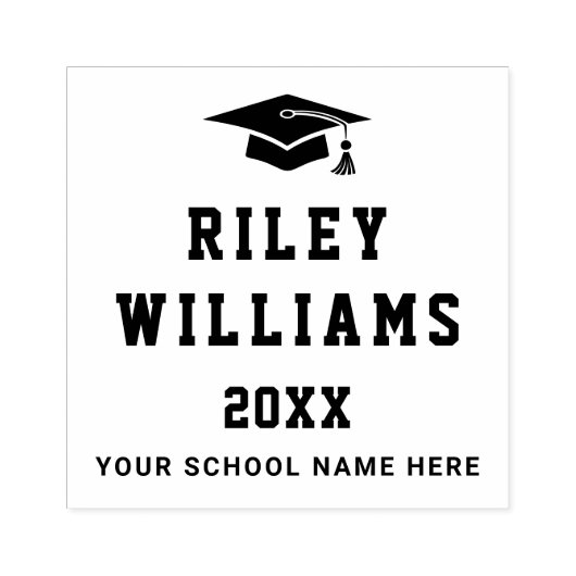 Afstudeerdop afstuderen naam schooljaar rubberstempel (Afrduk)