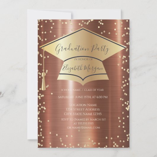 Afstudeerdop, Diamonds Brown Metallic Afstuderen Kaart (Voorkant)