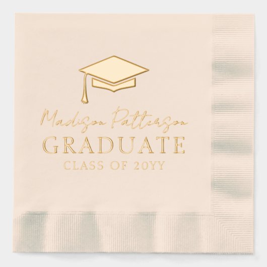 Afstudeerdop Elegante gepersonaliseerde naam Afstu Folie Servetten (Voorkant)