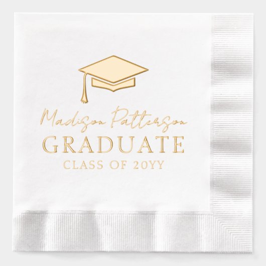 Afstudeerdop Elegante gepersonaliseerde naam Afstu Folie Servetten (Voorkant)