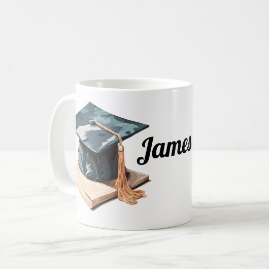 Afstudeerdop en boek koffiemok (Voorkant links)