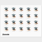 Afstudeerdop en boek vierkante sticker (Vel)