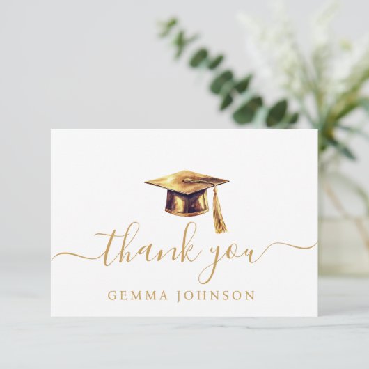 Afstudeerdop en kwastgoud bedankkaart (Staand voorkant)