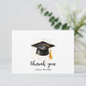 Afstudeerdop en -kwastje bedankkaart (Staand voorkant)