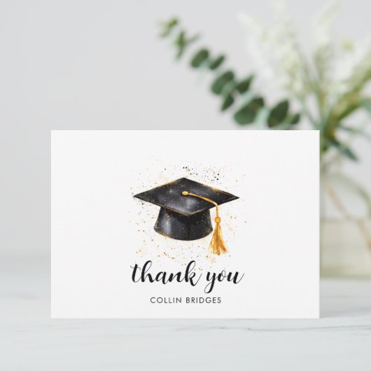 Afstudeerdop en -kwastje bedankkaart (Staand voorkant)