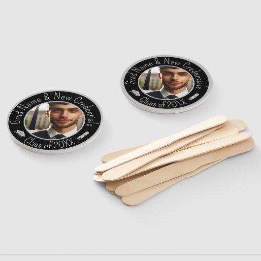 Afstudeerdop, kwastje, Diploma Zilver Zwart Foto Handwaaier (Niet-gemonteerd)