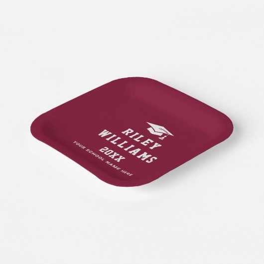 Afstudeerdop naam college sport font bordeaux papieren bordje (Gebogen)