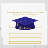Afstudeerdop Navy Blue Paper Pet Gold Afstuderen (Voorkant / Achterkant)