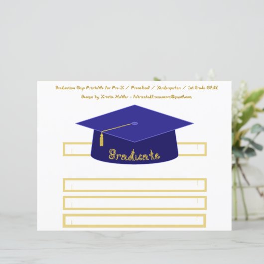 Afstudeerdop Navy Blue Paper Pet Gold Afstuderen (Staand voorkant)
