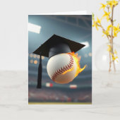 Afstudeerdop op een vlammende honkbal kaart (Gele Bloem)