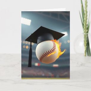 Afstudeerdop op een vlammende honkbal kaart