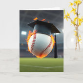 Afstudeerdop op een vlammende honkbal kaart (Gele Bloem)