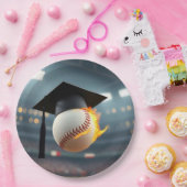 Afstudeerdop op een vlammende honkbal papieren bordje (Feest)