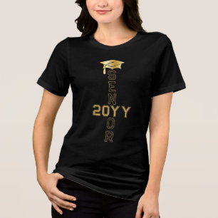 Afstudeerdop Senior Class Jaar Zwart Goud Tri-Blend Shirt