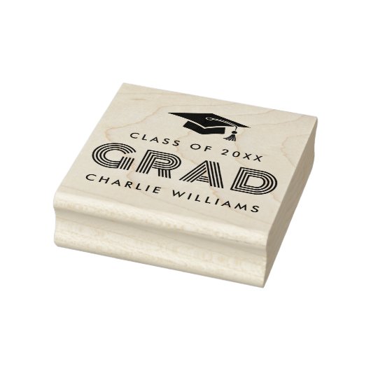 Afstudeerdop Student modern Afstudeerder naam klas Rubberstempel (Stempel)