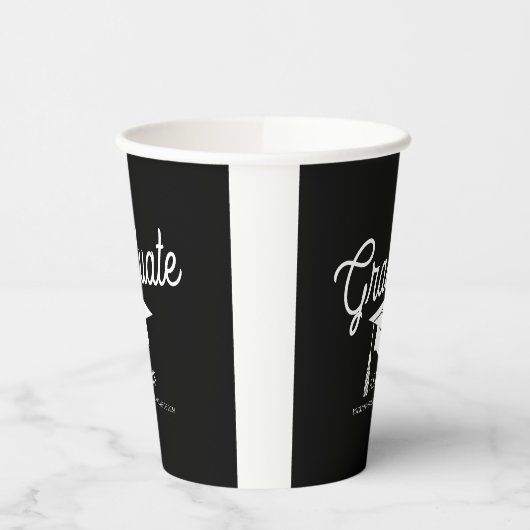 Afstudeerdop Zwart Wit Klasse van Papieren Bekers (Links)