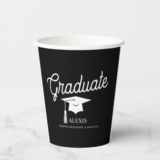 Afstudeerdop Zwart Wit Klasse van Papieren Bekers (Voorkant)