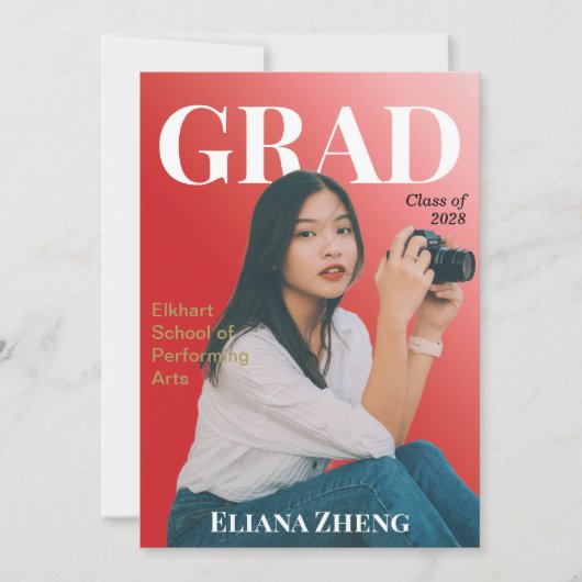 Afstudeereditie Red Black White Magazine Aankondig Kaart (Voorkant)