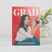 Afstudeereditie Red Black White Magazine Aankondig Kaart (Staand voorkant)
