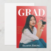 Afstudeereditie Red Black White Magazine Aankondig Kaart (Voorkant / Achterkant)