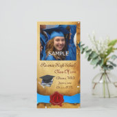 AFSTUDEEREN ROOD BRUINE WAX ZEGEL MONOGRAM blauw Aankondiging (Staand voorkant)