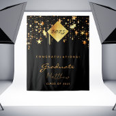 Afstudeerfeest 2023 zwart goud sterren afgestudeer wandkleed