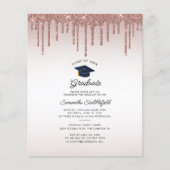 Afstudeerfeest 2024 Roze Glitter Uitnodiging (Voorkant)