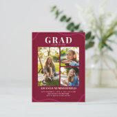 Afstudeerfeest 2025 Afstudeerder Foto's Bourgogne Uitnodiging Briefkaart (Staand voorkant)