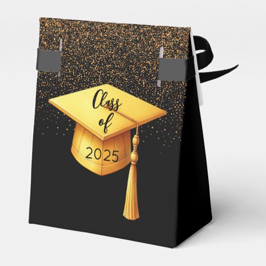 Afstudeerfeest 2025 afstuderen zwart goud bedankdoosjes (Achterkant)