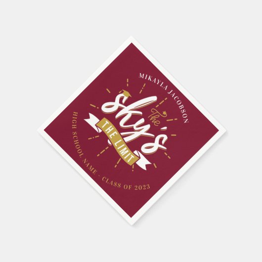 Afstudeerfeest 2025 Bourgogne Afstudeerder Papier Servet (Hoek)