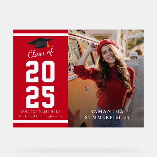 Afstudeerfeest 2025 Foto Afstudeerder Acryl Bord (Voorkant)