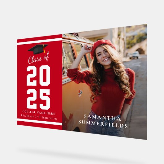 Afstudeerfeest 2025 Foto Afstudeerder Acryl Bord (Hoek)