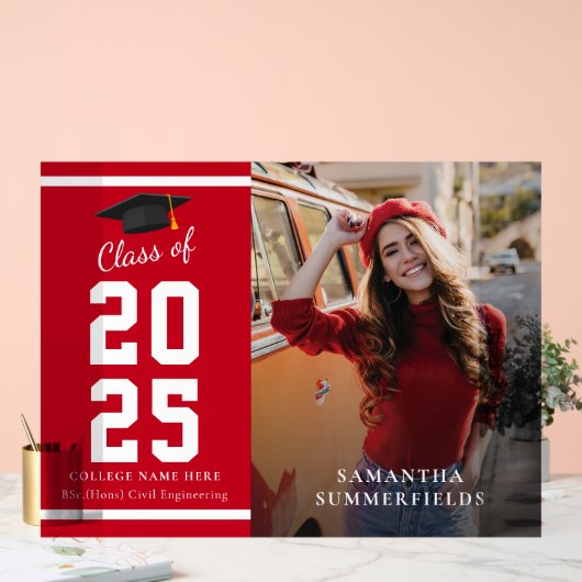 Afstudeerfeest 2025 Foto Afstudeerder Acryl Bord (Huwelijk)