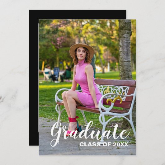 Afstudeerfeest 2025 Foto - Chic Script Kaart (Voorkant / Achterkant)