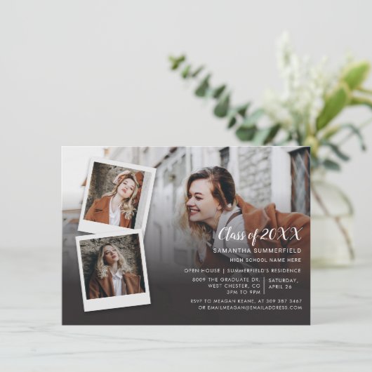 Afstudeerfeest 2025 Fotocollage Elegant Kaart (Staand voorkant)